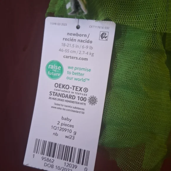 Carter's Green Striped Baby Dress - Picture 3 of 4